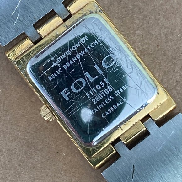 Folio Lady's Two Tone Gold and Silver Bangle Bracelet Watch - Picture 5 of 7